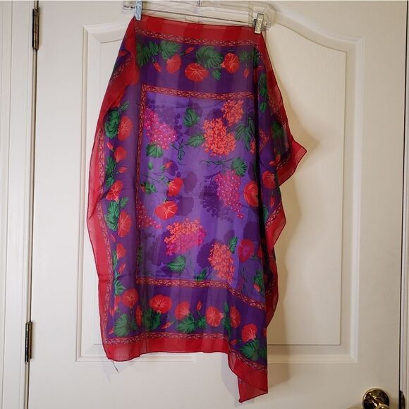 Vintage Berkshire Floral Fruit Scarf - Picture 1 of 4